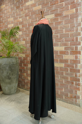 Black Plain Zipper Abaya