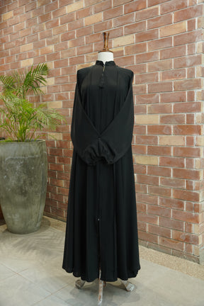 Black Plain Zipper Abaya