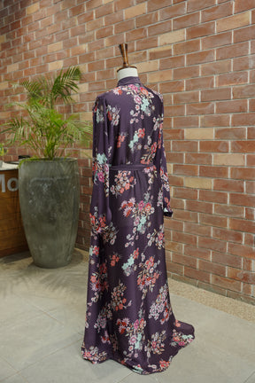 Gown Style Abaya Floral purple