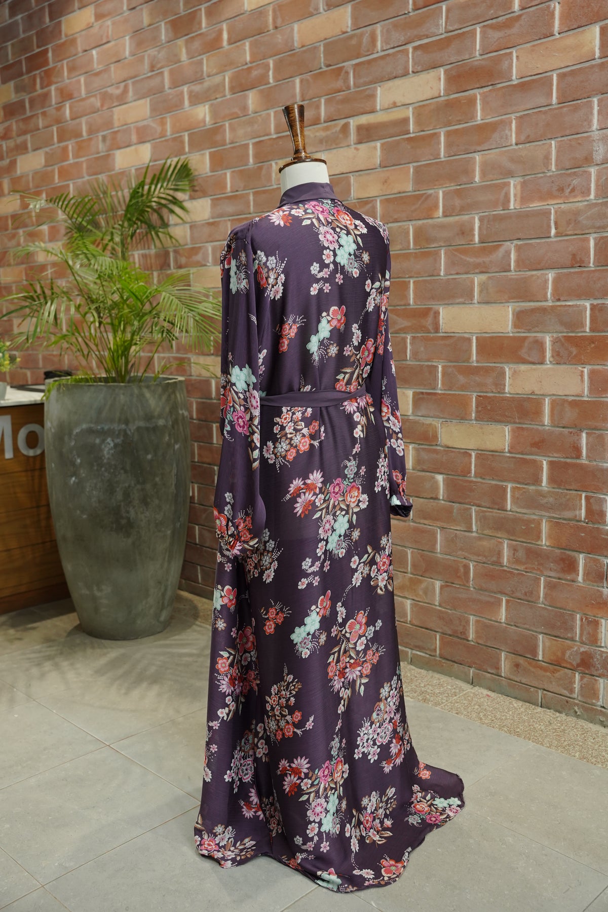 Gown Style Abaya Floral purple