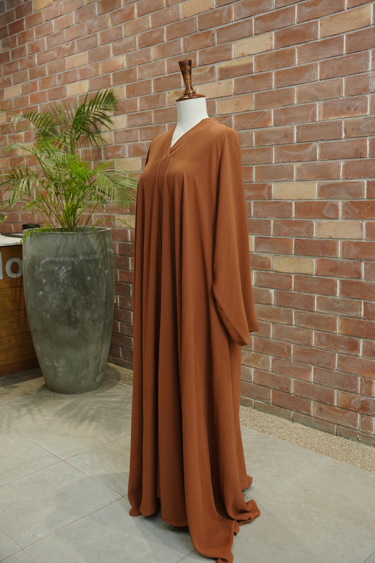 UAE Georgette Flare Abaya - Light Brown