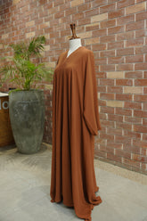 UAE Georgette Flare Abaya - Light Brown